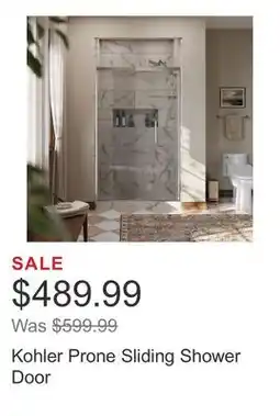 Costco Kohler Prone Sliding Shower Door offer