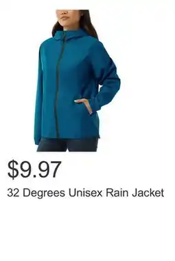 Costco 32 Degrees Unisex Rain Jacket offer