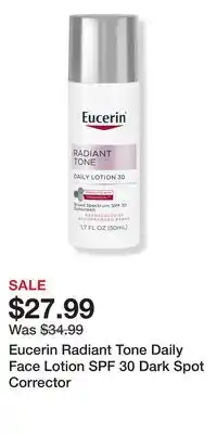 Ulta Beauty Eucerin Radiant Tone Daily Face Lotion SPF 30 Dark Spot Corrector offer