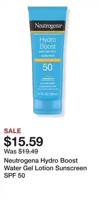 Ulta Beauty Neutrogena Hydro Boost Water Gel Lotion Sunscreen SPF 50 offer