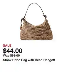 Belk Straw Hobo Bag with Bead Hangoff offer