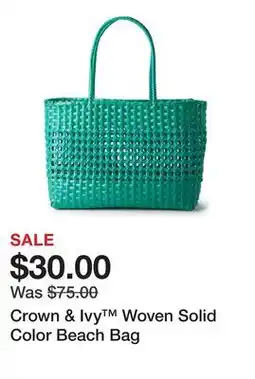 Belk Crown & Ivy Woven Solid Color Beach Bag offer