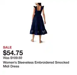 Belk Women's Sleeveless Embroidered Smocked Midi Dress offer