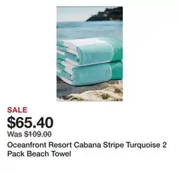 Belk Oceanfront Resort Cabana Stripe Turquoise 2 Pack Beach Towel offer