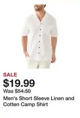 Belk Men's Short Sleeve Linen and Cotten Camp Shirt offer
