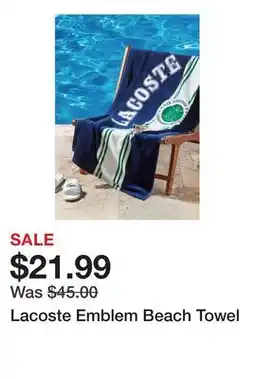 Belk Lacoste Emblem Beach Towel offer