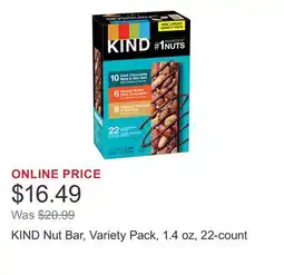 Costco KIND Nut Bar, Variety Pack, 1.4 oz, 22-count offer
