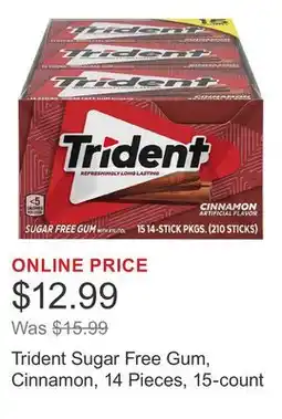 Costco Trident Sugar Free Gum, Cinnamon, 14 Pieces, 15-count offer