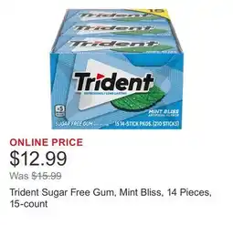 Costco Trident Sugar Free Gum, Mint Bliss, 14 Pieces, 15-count offer