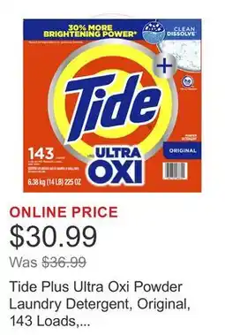 Costco Tide Plus Ultra Oxi Powder Laundry Detergent, Original, 143 Loads, 225 oz offer