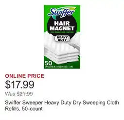 Costco Swiffer Sweeper Heavy Duty Dry Sweeping Cloth Refills, 50-count offer
