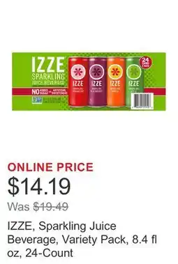Costco IZZE, Sparkling Juice Beverage, Variety Pack, 8.4 fl oz, 24-Count offer