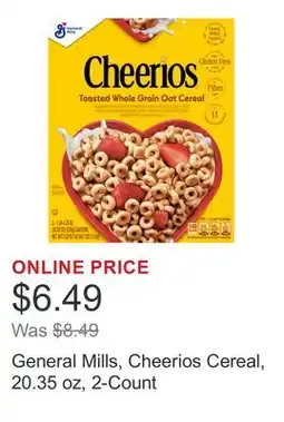 Costco General Mills, Cheerios Cereal, 20.35 oz, 2-Count offer