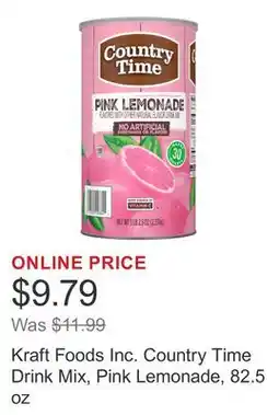 Costco Kraft Foods Inc. Country Time Drink Mix, Pink Lemonade, 82.5 oz offer