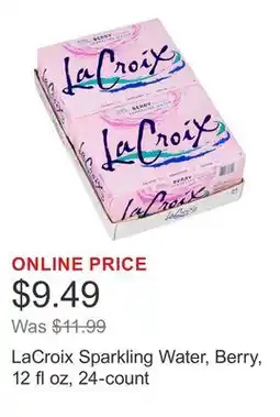Costco LaCroix Sparkling Water, Berry, 12 fl oz, 24-count offer