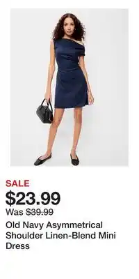 Old Navy Old Navy Asymmetrical Shoulder Linen-Blend Mini Dress offer