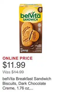Costco belVita Breakfast Sandwich Biscuits, Dark Chocolate Creme, 1.76 oz, 25-count offer