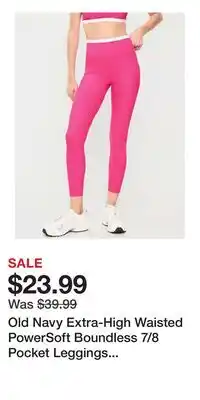 Old Navy Old Navy Extra-High Waisted PowerSoft Boundless 7/8 Pocket Leggings – No Front Seam offer