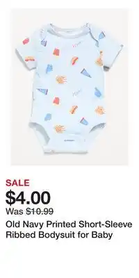 Old Navy Old Navy Printed Short-Sleeve Ribbed Bodysuit for Baby offer