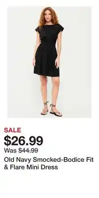 Old Navy Old Navy Smocked-Bodice Fit & Flare Mini Dress offer