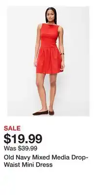Old Navy Old Navy Mixed Media Drop-Waist Mini Dress offer
