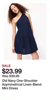 Old Navy Old Navy One-Shoulder Asymmetrical Linen-Blend Mini Dress offer