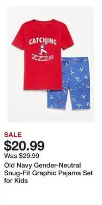 Old Navy Old Navy Gender-Neutral Snug-Fit Graphic Pajama Set for Kids offer