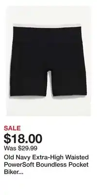 Old Navy Old Navy Extra-High Waisted PowerSoft Boundless Pocket Biker Shorts-- 6-inch inseam - No Front Seam offer