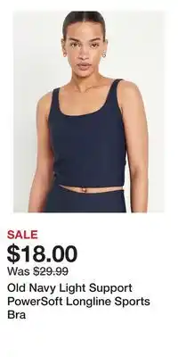 Old Navy Old Navy Light Support PowerSoft Longline Sports Bra offer