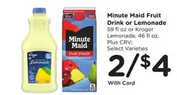 Ralphs Minute Maid Fruit Drink or Lemonade offer