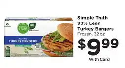 Ralphs Simple Truth 93% Lean Turkey Burgers offer