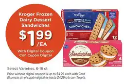 Ralphs Kroger Frozen Dairy Dessert Sandwiches offer