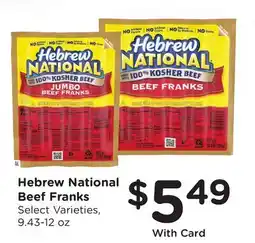 Ralphs Hebrew National Beef Franks offer