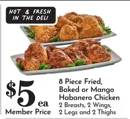 Pavilions 8 Piece Fried, Baked or Mango Habanero Chicken offer