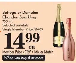 Pavilions Bottega or Domaine Chandon Sparkling offer