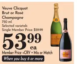 Pavilions Veuve Clicquot Brut or Rosé Champagne offer