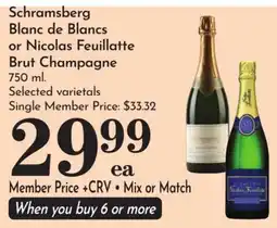 Pavilions Schramsberg Blanc de Blancs or Nicolas Feuillatte Brut Champagne offer