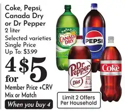 Pavilions Coke, Pepsi, Canada Dry or Dr Pepper offer