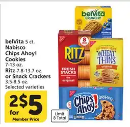 Albertsons belVita 5 ct. Nabisco Chips Ahoy! Cookies 7-13 oz. Ritz 7.8-13.7 oz. or Snack Crackers 3.5-8.5 oz offer