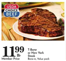 Pavilions T-Bone Steak or New York Steak offer