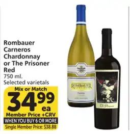 Albertsons Rombauer Carneros Chardonnay or The Prisoner Red offer