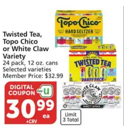 Albertsons Twisted Tea, Topo Chico or White Claw Variety offer