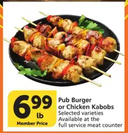 Albertsons Pub Burger or Chicken Kabobs offer