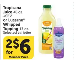 Albertsons Tropicana Juice 46 oz. or Lucerne Whipped Topping 13 oz offer