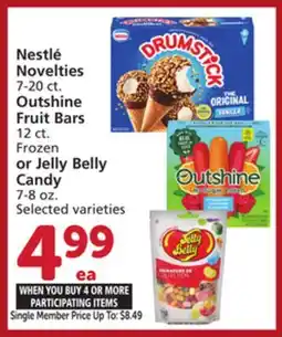 Albertsons Nestlé Novelties 7-20 ct. Outshine Fruit Bars 12 ct. Frozen or Jelly Belly Candy 7-8 oz offer