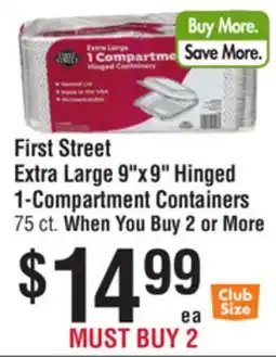 Smart & Final First Street Extra Large 9x9 Hinged 1-Compartment Containers offer