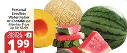 Albertsons Personal Seedless Watermelon or Cantaloupe offer