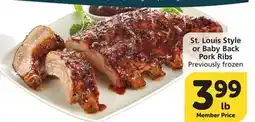 Albertsons St. Louis Style or Baby Back Pork Ribs offer