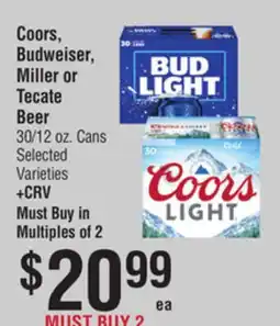 Smart & Final Coors, Budweiser, Miller or Tecate Beer offer