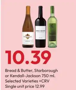 Stater Bros Bread & Butter, Starborough or Kendall-Jackson offer